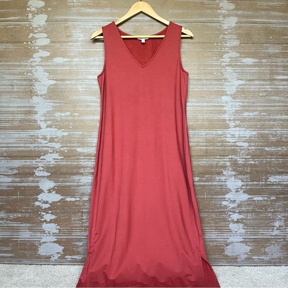 Garnet Hill Easy Knit Layering Dress Rust Orange Stretch Preppy Beachy Womens 6 - Picture 2 of 8